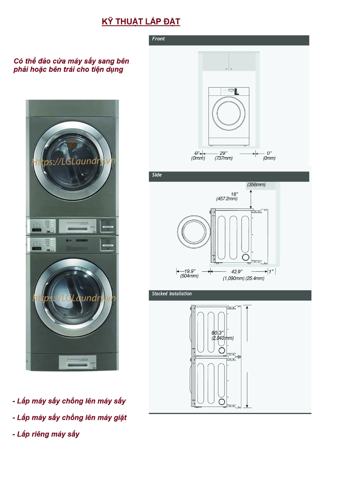 cách lắp đặt máy sấy công nghiệp LG